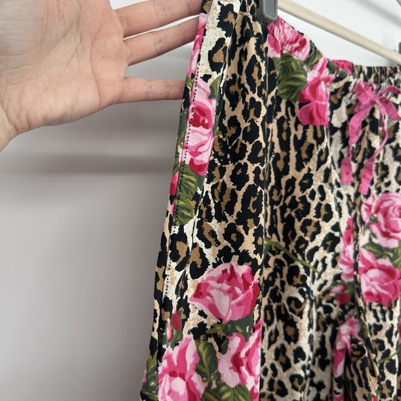 2-Pc NICK & NORA Leopard Print Roses 3/4 Ruffle Sleeves Capri Pajamas Sz XXL - Picture 7 of 12
